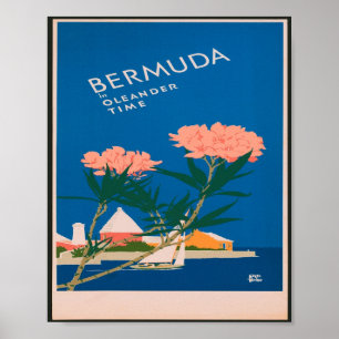 Bermuda in Oleander Time Vintage Travel ポスター