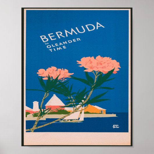 Bermuda in Oleander Time Vintage Travel ポスター (正面)