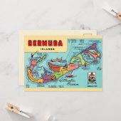 Bermuda Island 5x7 Map Postcard カード (正面/裏面インサイチュ)