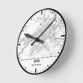 Bern Clock City Line Art ラウンド壁時計 (傾斜)