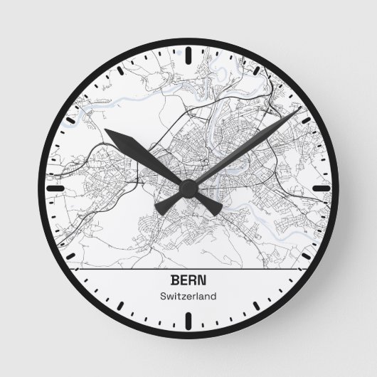 Bern Clock City Line Art ラウンド壁時計 (正面)