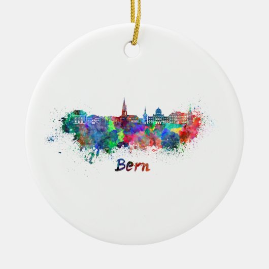 Bern skyline in watercolor セラミックオーナメント (正面)