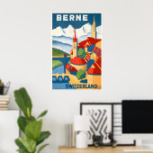 Bern Switzerland Vintage Travel Poster ポスター (ホームオフィス)