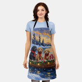 Bernedoodle Christmas Boat Holiday エプロン (着用した状態)