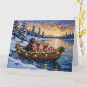 Bernedoodle Christmas Boat Holiday カード (黄色い花)