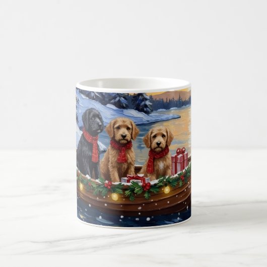 Bernedoodle Christmas Boat Holiday コーヒーマグカップ (中央)