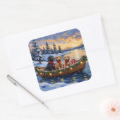 Bernedoodle Christmas Boat Holiday スクエアシール (封筒)