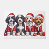 Bernedoodle Christmas Dress Santa Hat ドアマット (正面)