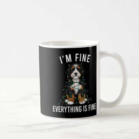 Bernedoodle Christmas I'm Fine Everything Is Fine  コーヒーマグカップ (右)