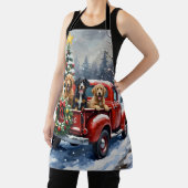 Bernedoodle Christmas Red Truck Holiday エプロン (インサイチュ)