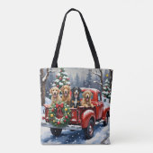 Bernedoodle Christmas Red Truck Holiday トートバッグ (裏面)