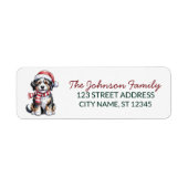 Bernedoodle Dog Christmas Return Address           ラベル (正面)