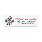 Bernedoodle Dog Christmas Return Address ラベル (正面)