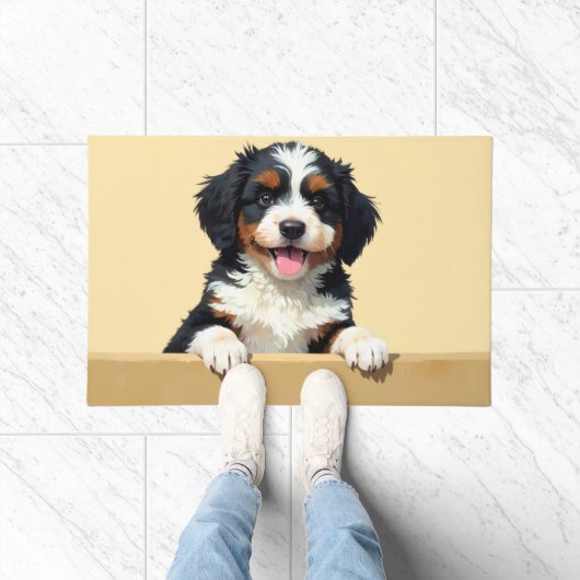 Bernedoodle Dog Doormat Art ドアマット (室内)