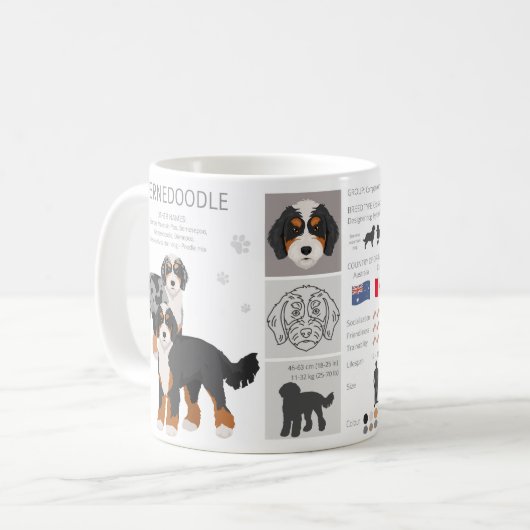Bernedoodle dog mix Coffee Mug コーヒーマグカップ (正面左)