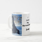 Bernedoodle dog snow mtn blue sky photo name Mug コーヒーマグカップ (正面左)