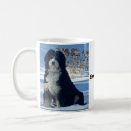Bernedoodle dog snow mtn blue sky photo name Mug コーヒーマグカップ