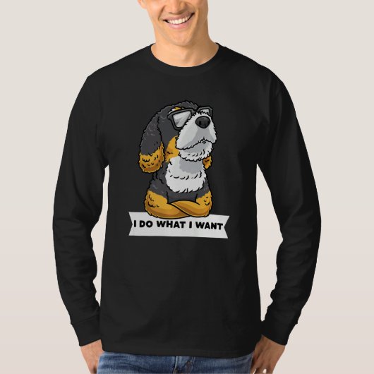 Bernedoodle Dog With Sunglasses Stubborn Tシャツ (正面)