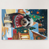 Bernedoodle Dogs Christmas Snow Holiday ジグソーパズル (横)