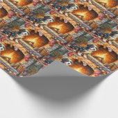 Bernedoodle Fireplace with Christmas Lights ラッピングペーパー (角)