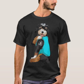 Bernedoodle I Love Dad Tattoo Apparel, Dog Dad Gif Tシャツ