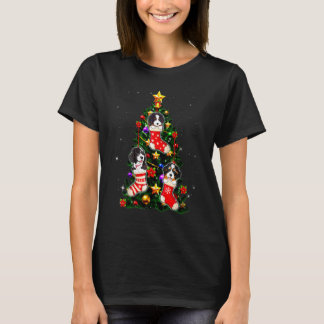 Bernedoodle In Sock Christmas Tree Xmas Lights Xma Tシャツ
