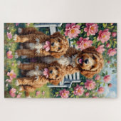 Bernedoodle Peony Garden Art ジグソーパズル (横)