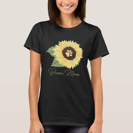 Berner Mom Bernese Mountain Mama Dog  Sunflower Tシャツ (正面)