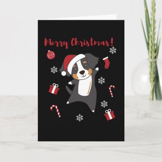 Bernese Merry Christmas Happy Christmas Dogs カード (正面)