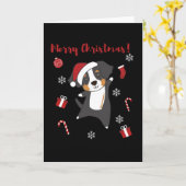 Bernese Merry Christmas Happy Christmas Dogs カード (黄色い花)