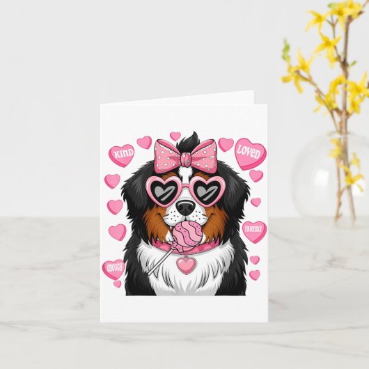 Bernese Mountain Coquette Dog Pet Lover Owner  カード (黄色い花)