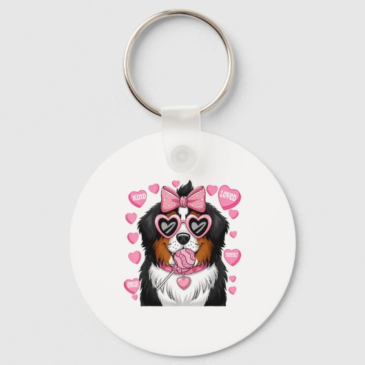 Bernese Mountain Coquette Dog Pet Lover Owner  キーホルダー (正面)