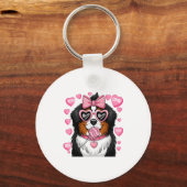 Bernese Mountain Coquette Dog Pet Lover Owner  キーホルダー (正面)