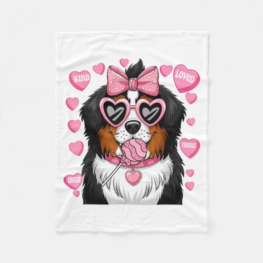 Bernese Mountain Coquette Dog Pet Lover Owner  フリースブランケット (正面)