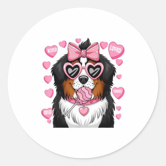 Bernese Mountain Coquette Dog Pet Lover Owner  ラウンドシール (正面)