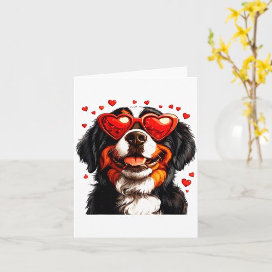 Bernese Mountain Cute Berner Dog Lover Valentines  カード (黄色い花)