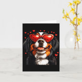 Bernese Mountain Cute Berner Dog Lover Valentines  カード (黄色い花)
