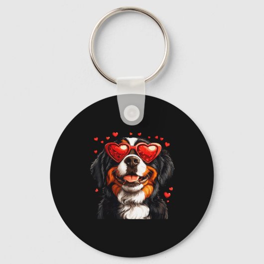 Bernese Mountain Cute Berner Dog Lover Valentines  キーホルダー (正面)