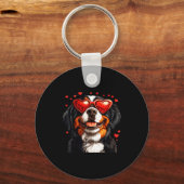 Bernese Mountain Cute Berner Dog Lover Valentines  キーホルダー (正面)