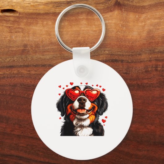 Bernese Mountain Cute Berner Dog Lover Valentines キーホルダー (正面)