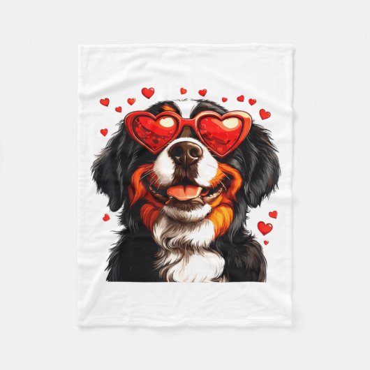 Bernese Mountain Cute Berner Dog Lover Valentines フリースブランケット (正面)