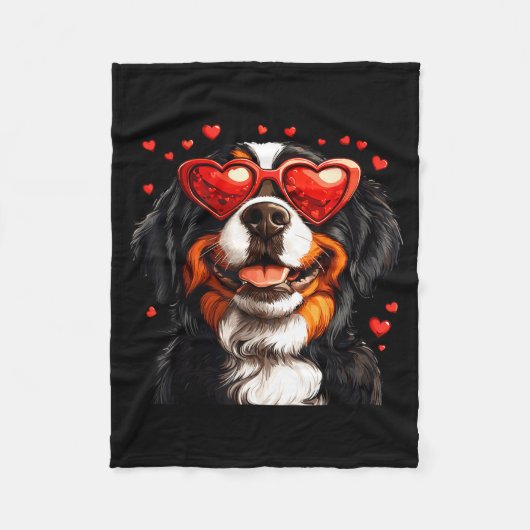 Bernese Mountain Cute Berner Dog Lover Valentines  フリースブランケット (正面)