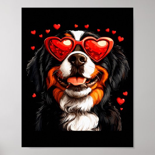 Bernese Mountain Cute Berner Dog Lover Valentines  ポスター (正面)