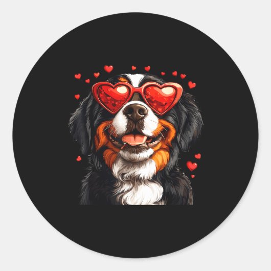 Bernese Mountain Cute Berner Dog Lover Valentines  ラウンドシール (正面)