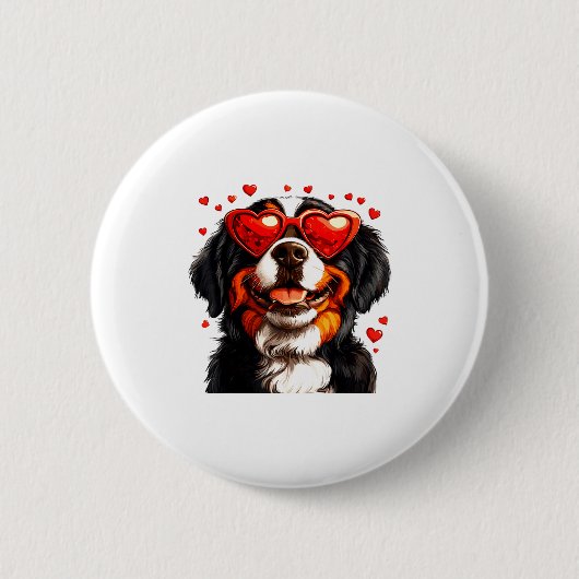 Bernese Mountain Cute Berner Dog Lover Valentines 缶バッジ (正面)