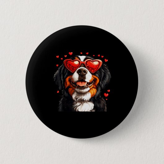 Bernese Mountain Cute Berner Dog Lover Valentines  缶バッジ (正面)