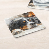 Bernese Mountain Dog スクエアペーパーコースター (アングル)