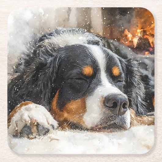 Bernese Mountain Dog スクエアペーパーコースター (正面)