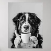 Bernese Mountain Dog and Coffee Wall Art, Black an ポスター (正面)