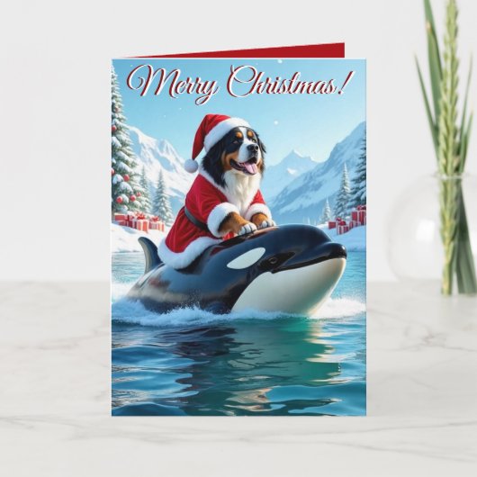 Bernese Mountain Dog and Orca Christmas  カード (正面)